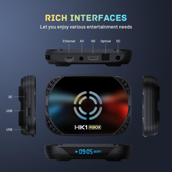 HK1 RBOX X50 Android 14 Smart TV Box with Remote Control, 4GB+32GB, Amlogic S905A Quad-Core(EU Plug)