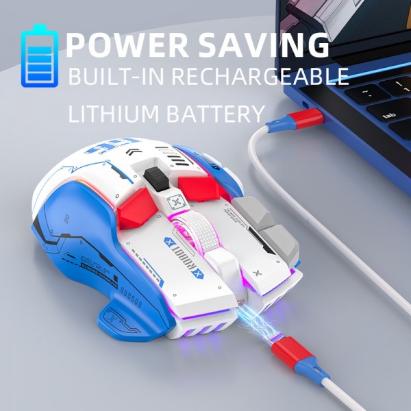 HXSJ G6 10 Keys RGB 12800DPI Tri-mode Wireless Gaming Mouse(Yellow)