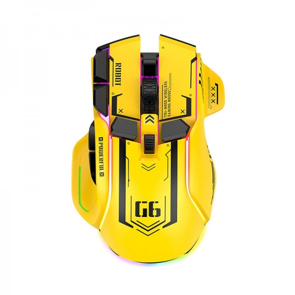 HXSJ G6 10 Keys RGB 12800DPI Tri-mode Wireless Gaming Mouse(Yellow)