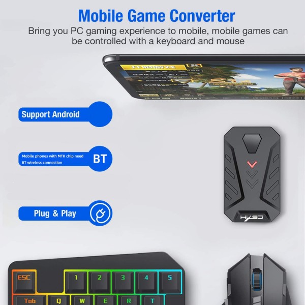HXSJ P8+V100+A883 Keyboard Mouse Converter + One-handed Keyboard + Programming Gaming Mouse Set