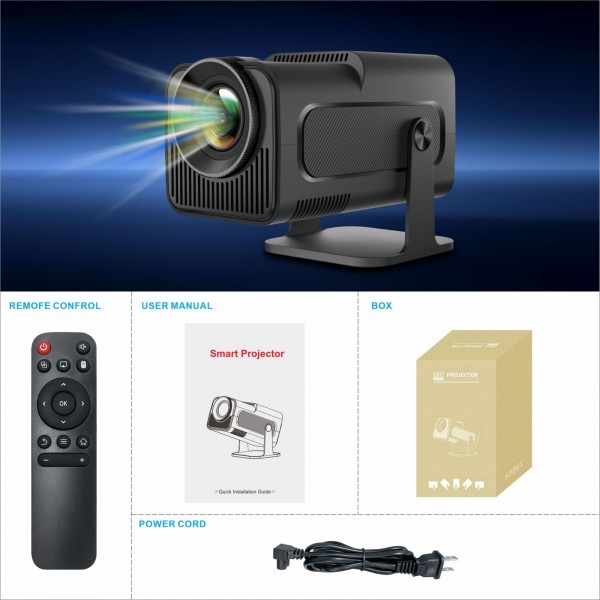 HY320 1080P 390ANSI 4K Android 11 Projector With Wifi 6 Bluetooth 5.0 Support Miracast / Airplay / DLNA US Plug