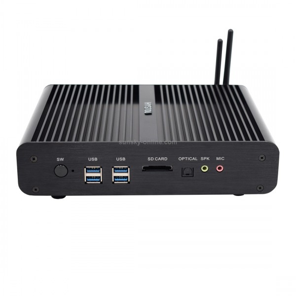 HYSTOU P05B-I3-5005U-2C Fanless Mini PC Intel Core i3 5005u Processor Quad Core up to 2.0GHz, RAM: 16G, ROM: 256G, Support Win 7 / 8 / 10 / Linux(Black)
