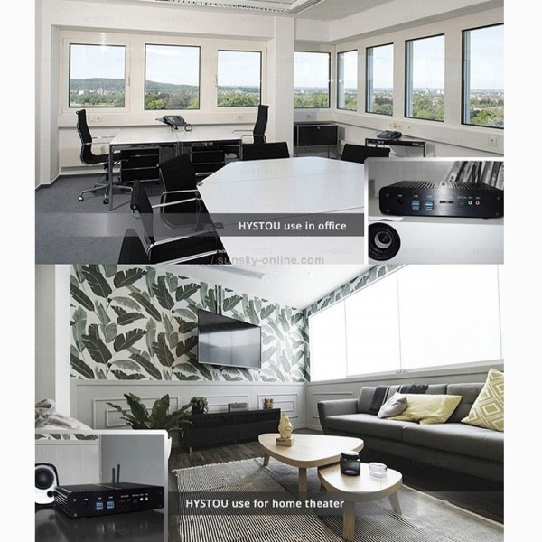 HYSTOU P05B-I3-5005U-2C Fanless Mini PC Intel Core i3 5005u Processor Quad Core up to 2.0GHz, RAM: 16G, ROM: 256G, Support Win 7 / 8 / 10 / Linux(Black)