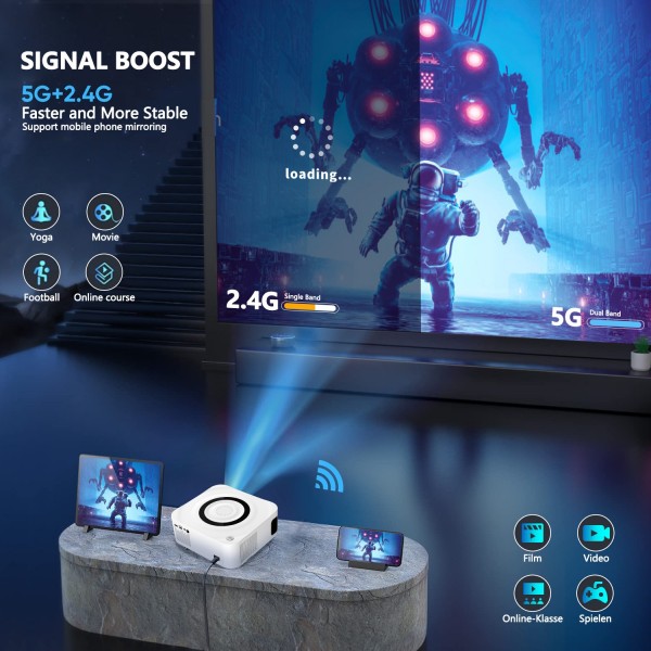 Home HD Projector 1080P Bluetooth WIFI Mobile Phone Smart Projector, Specification: US Plug(2+16G)