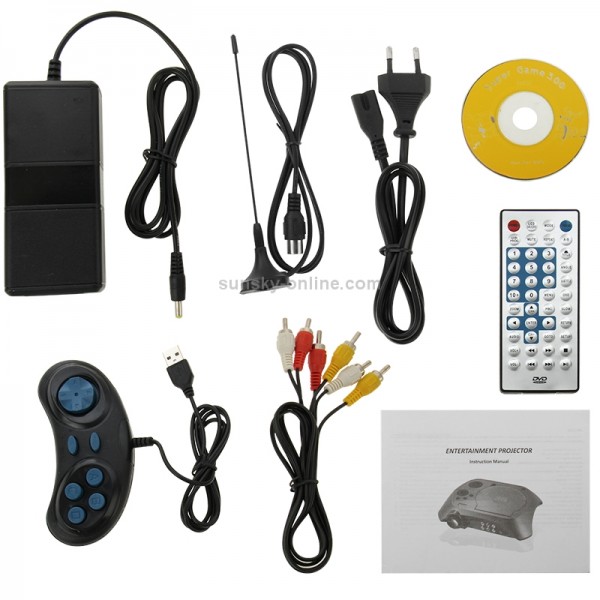 Home Theater Portable DVD Projector with TV Receiver Function (PAL / NTSC / SECAM), AV IN / OUT and Game Function, Support SD / MMC Card / USB Flash Disk(EU Plug)