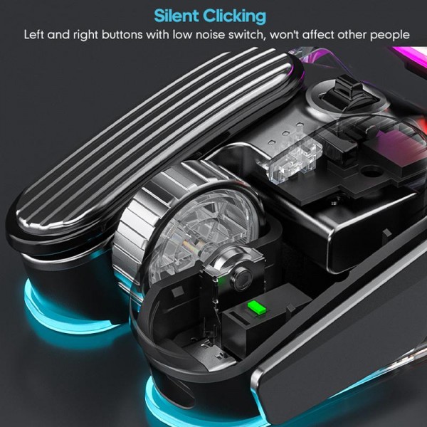 IMICE T800 Rechargeable Bluetooth Dual Mode Wireless Gaming Mice RGB Lighting Plating Mouse(Black)