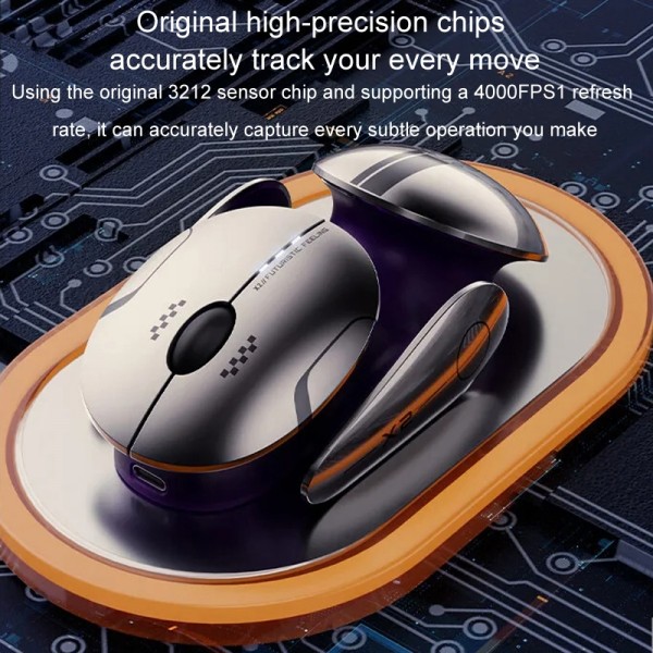 Inphic X2 Bluetooth Wireless Mouse Tri-Mode Silent Rechargeable Office Gaming Laptop Mouse(Liquid Metal Gray)