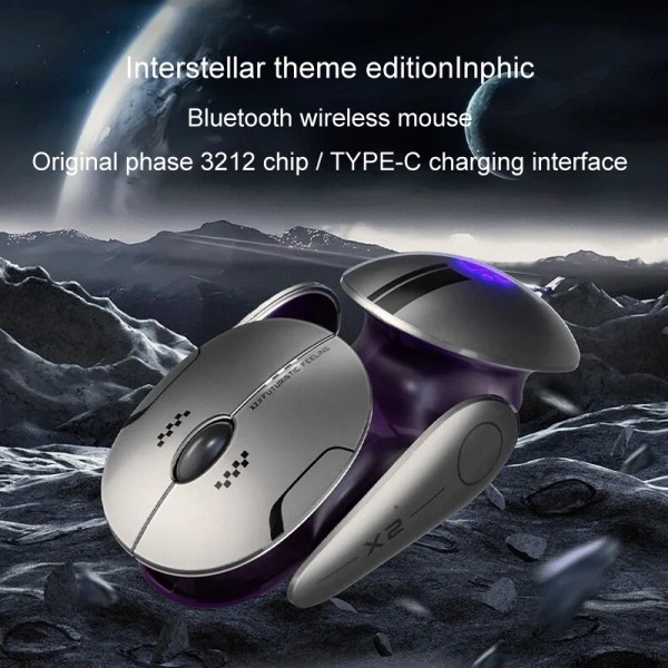 Inphic X2 Bluetooth Wireless Mouse Tri-Mode Silent Rechargeable Office Gaming Laptop Mouse(Liquid Metal Gray)