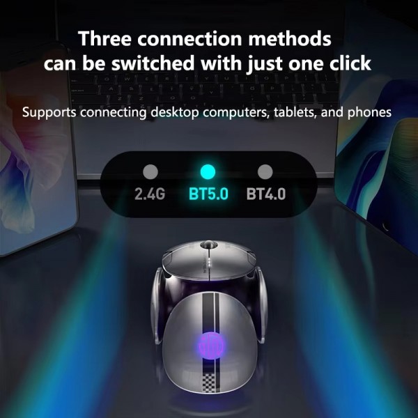 Inphic X2 Bluetooth Wireless Mouse Tri-Mode Silent Rechargeable Office Gaming Laptop Mouse(Liquid Metal Gray)