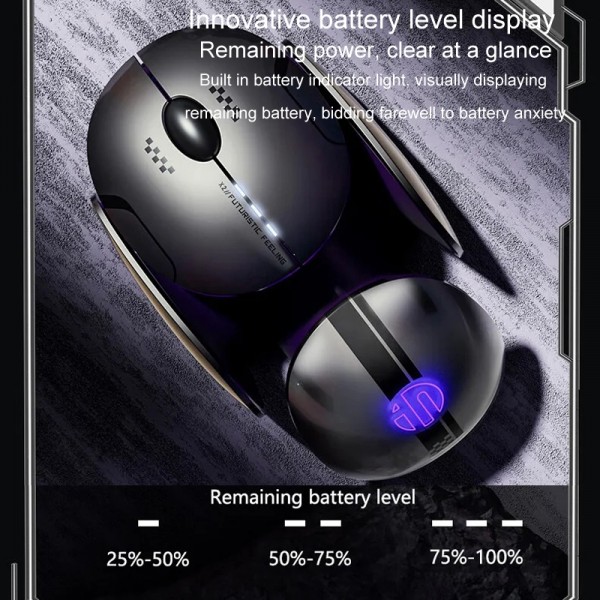 Inphic X2 Bluetooth Wireless Mouse Tri-Mode Silent Rechargeable Office Gaming Laptop Mouse(Liquid Metal Gray)