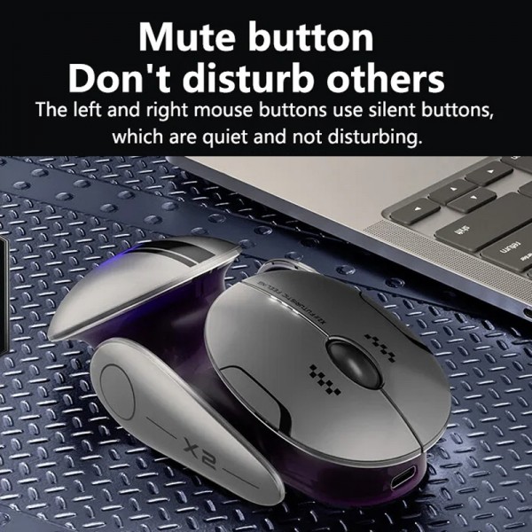 Inphic X2 Bluetooth Wireless Mouse Tri-Mode Silent Rechargeable Office Gaming Laptop Mouse(Liquid Metal Gray)