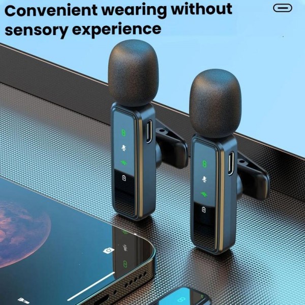 J82 Dual Mic 3 In 1 Interface 8pcs /Set Wireless Collar Clip Microphone Smart Noise Reduction Mini Microphone