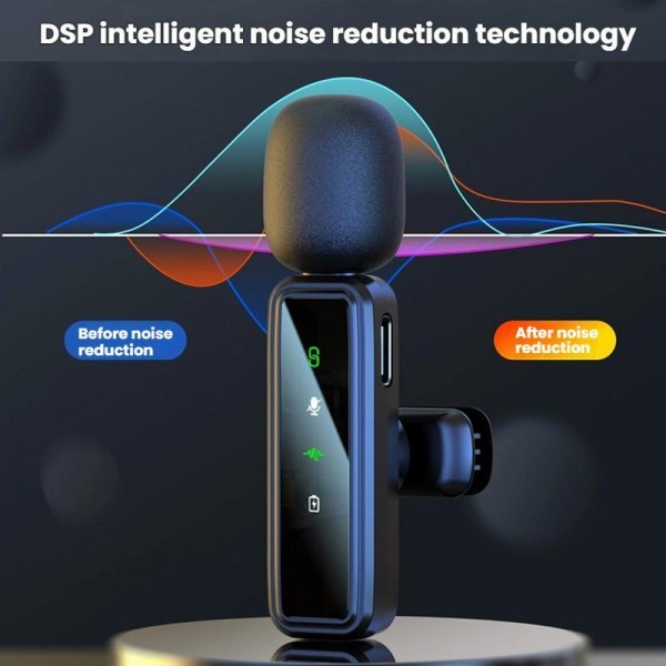 J82 Dual Mic 3 In 1 Interface 8pcs /Set Wireless Collar Clip Microphone Smart Noise Reduction Mini Microphone