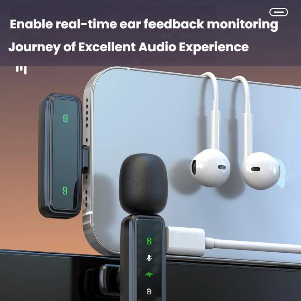 J82 Dual Mic 3 In 1 Interface 8pcs /Set Wireless Collar Clip Microphone Smart Noise Reduction Mini Microphone