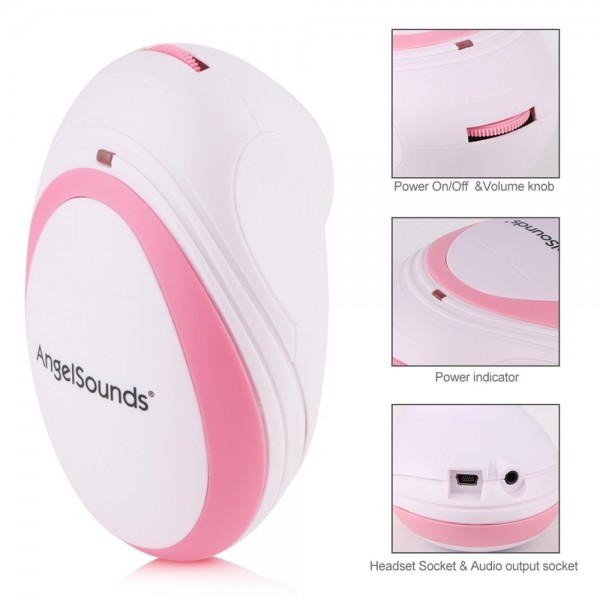 JPD-100S Mini Household Fetal Doppler Prenatal Pocket Baby Ultrasound Detector Angel Sound Heartbeat Pregnant Doppler Monitor(Pink)