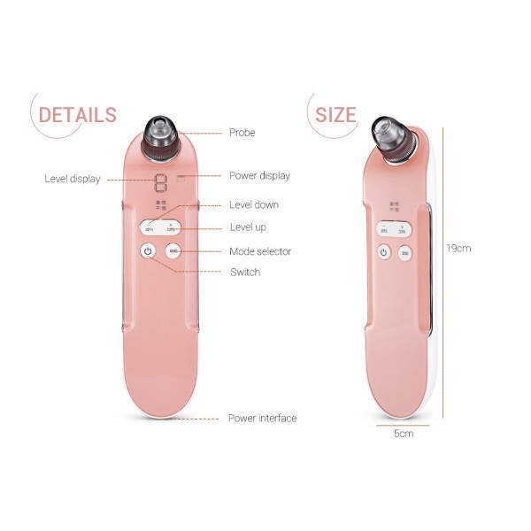 K-SKIN KD803A 3 Level Intensity Blackhead Removal Pore Cleaner Suction Rechargeable Black Spot Cleaner Facial Cleaning Machine