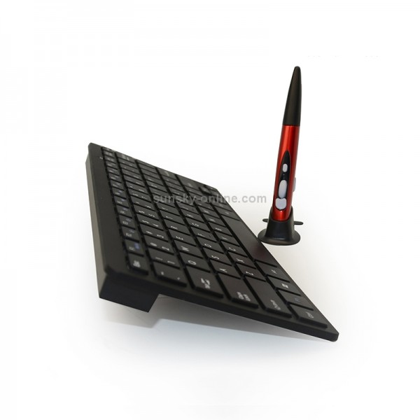 KM-808 2.4GHz Wireless Multimedia Keyboard + Wireless Optical Pen Mouse with USB Receiver Set for Computer PC Laptop, Random Pen Mouse Color Delivery(Black)