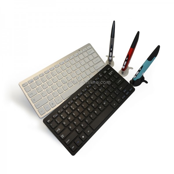 KM-808 2.4GHz Wireless Multimedia Keyboard + Wireless Optical Pen Mouse with USB Receiver Set for Computer PC Laptop, Random Pen Mouse Color Delivery(Black)