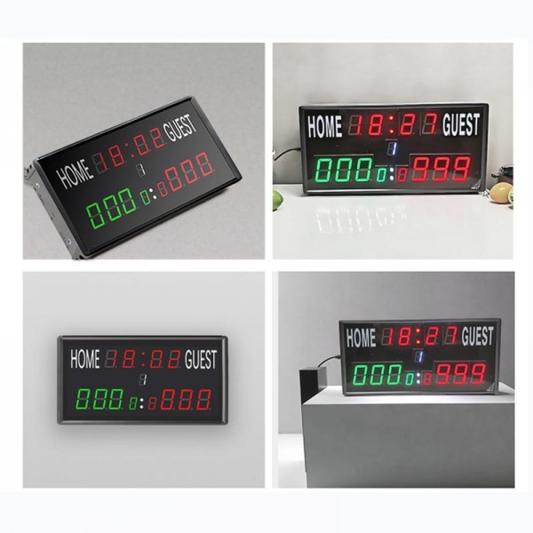 KYX--0030 13-digit LED Electronic Scoreboard Remote Control Multi-function Competition Timer, Plug:US Plug(Black)