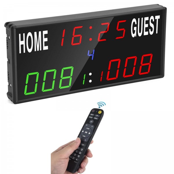 KYX--0030 13-digit LED Electronic Scoreboard Remote Control Multi-function Competition Timer, Plug:US Plug(Black)