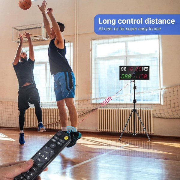 KYX--0030 13-digit LED Electronic Scoreboard Remote Control Multi-function Competition Timer, Plug:US Plug(Black)