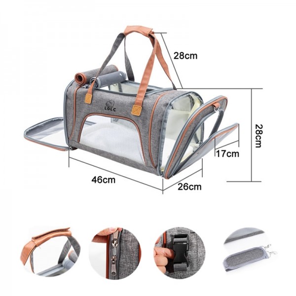 LDLC QS-012 Pet Outing Portable Breathable Foldable Tote Bag(Light Grey)
