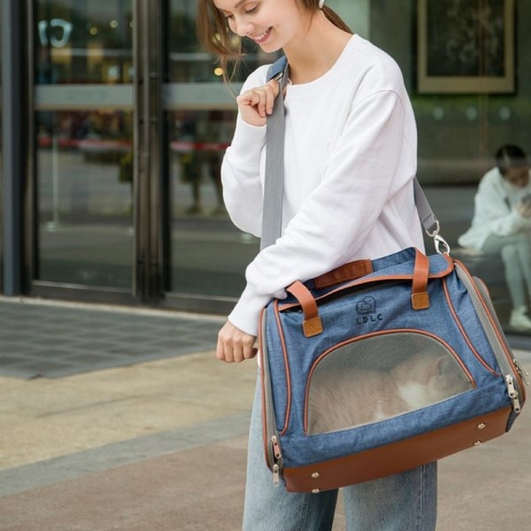 LDLC QS-012 Pet Outing Portable Breathable Foldable Tote Bag(Light Grey)
