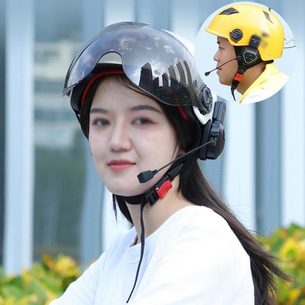 LX1 Motorcycle Half Helmet Waterproof Wireless 5.3 Bluetooth Headset, Version: English(Classic Green)