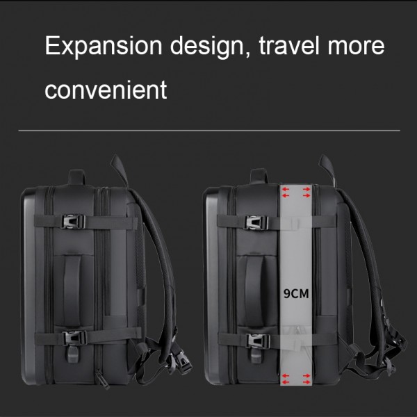 Large-capacity Waterproof Expandable Hard Shell Backpack with USB Charging Hole(161 Black)