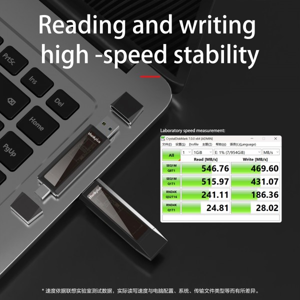 Lenovo TU203 Dual Interface Solid State USB Flash Drive, Capacity:128GB