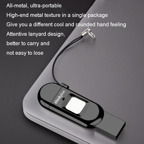 Lenovo Thinkplus TFU301 Dual Interface Type-C+USB Fingerprint Encrypted USB Flash Drive, Capacity: 32G