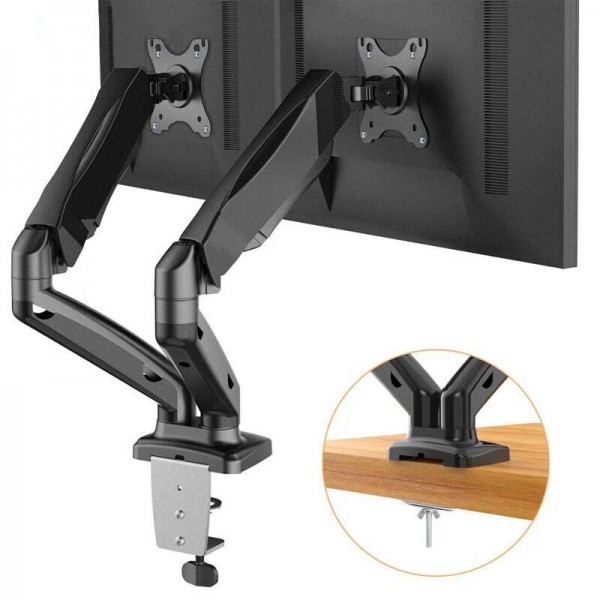 Lenovo Thinkplus ZJA1 Clip-on Desktop Dual-Arm Monitor Holder(Black)