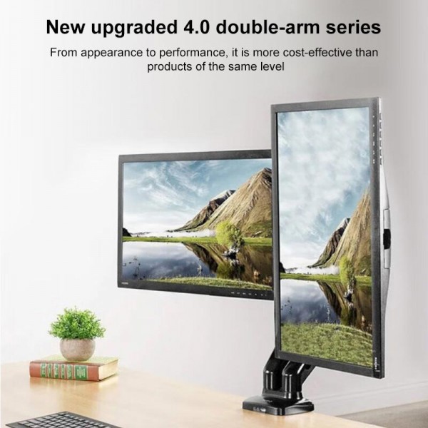 Lenovo Thinkplus ZJA1 Clip-on Desktop Dual-Arm Monitor Holder(Black)
