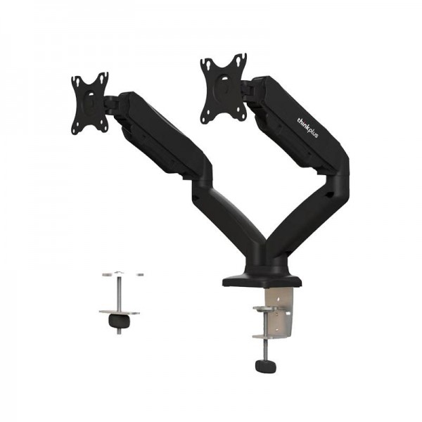 Lenovo Thinkplus ZJA1 Clip-on Desktop Dual-Arm Monitor Holder(Black)