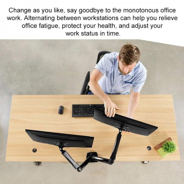 Lenovo Thinkplus ZJA1 Clip-on Desktop Dual-Arm Monitor Holder(Black)