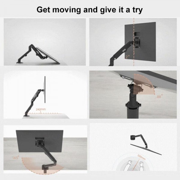 Lenovo Thinkplus ZJA1 Clip-on Desktop Dual-Arm Monitor Holder(Black)