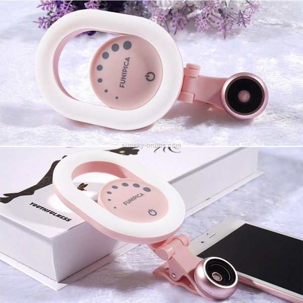 Live Broadcast Selfie Light Beauty LED Flash Light + Phone Lens