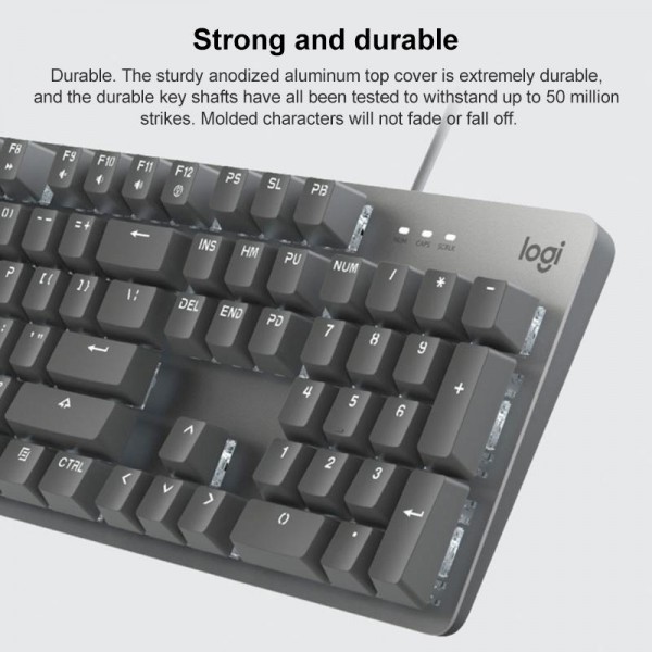 Logitech K845 Backlit Mechanical Wired Keyboard, Cable Length: 1.8m, Type:TTC-Brown Axis(Black)