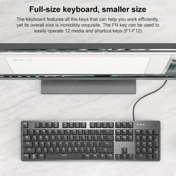 Logitech K845 Backlit Mechanical Wired Keyboard, Cable Length: 1.8m, Type:TTC-Brown Axis(Black)