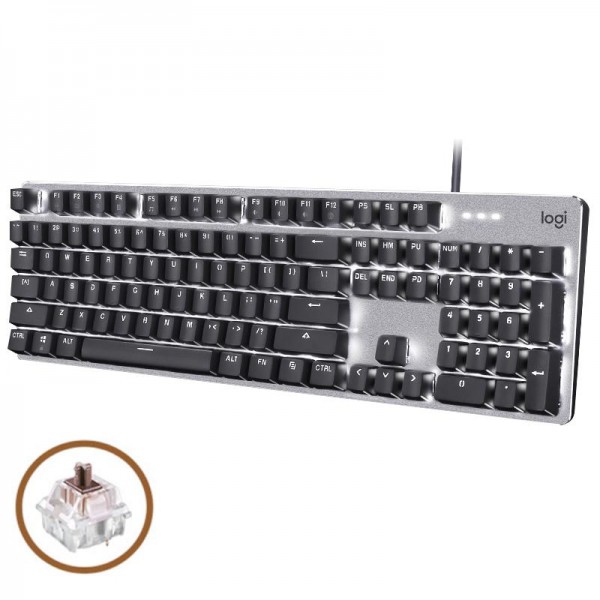 Logitech K845 Backlit Mechanical Wired Keyboard, Cable Length: 1.8m, Type:TTC-Brown Axis(Black)