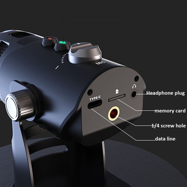 M9 RGB Condenser Microphone Built-in Sound Card,Style: Computer+32G Recording Card