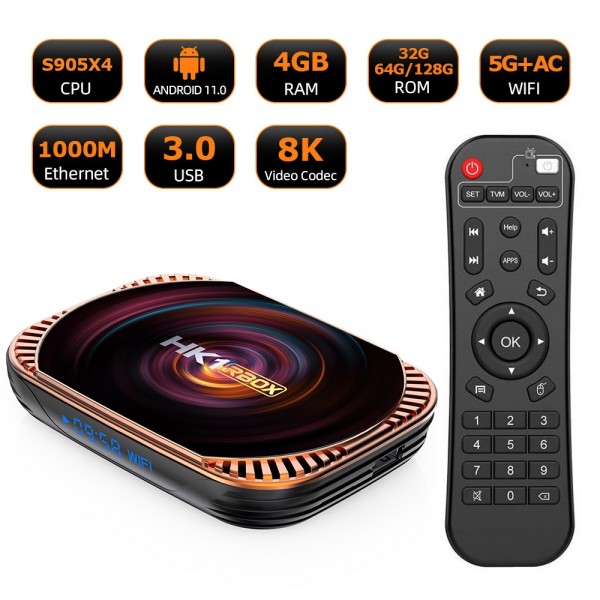 MECOOL HK1RBOX X4 4K TV Box, Android 11 Amlogic S905X4 CPU with RC 4GB+32GB(AU Plug)