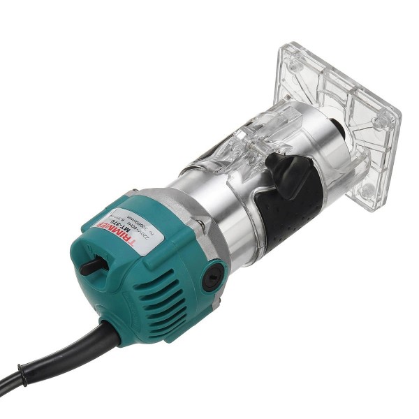 MOYI Aluminum Body Multifunctional Small Electric Woodworking Carving Slotting Trimming Machine, Specifications: 15 Milling Cutters EU Plug