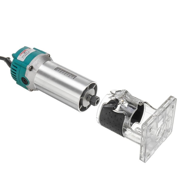 MOYI Aluminum Body Multifunctional Small Electric Woodworking Carving Slotting Trimming Machine, Specifications: 15 Milling Cutters EU Plug