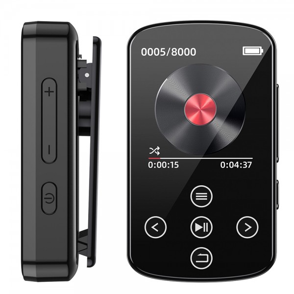 MP3 Bluetooth Music Player HIFI Sports Clip Touch Screen MP4, Memory: No TF Card(Black)