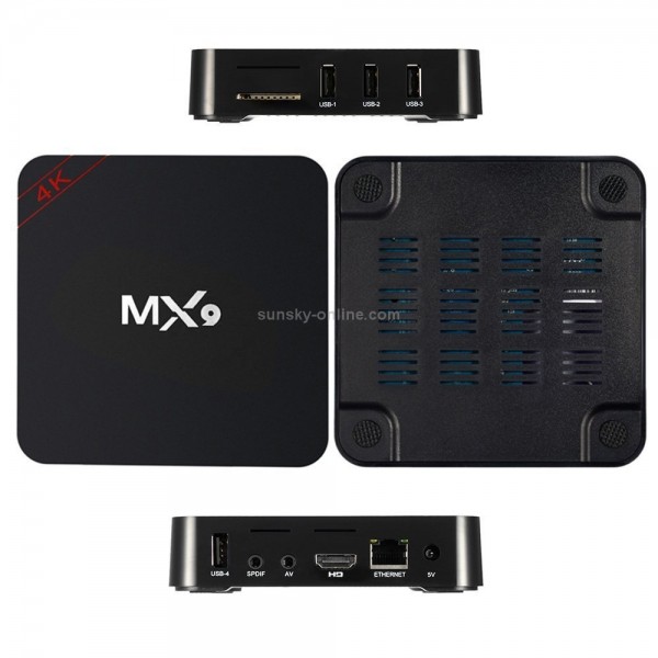 MX9 4K TV Box Android 10.0 Media Player wtih Remote Control, Rockchip RK3229 Quad Core ARM Cortex-A7,  2GB+16GB, 5G WiFi / Ethernet / TF / USB