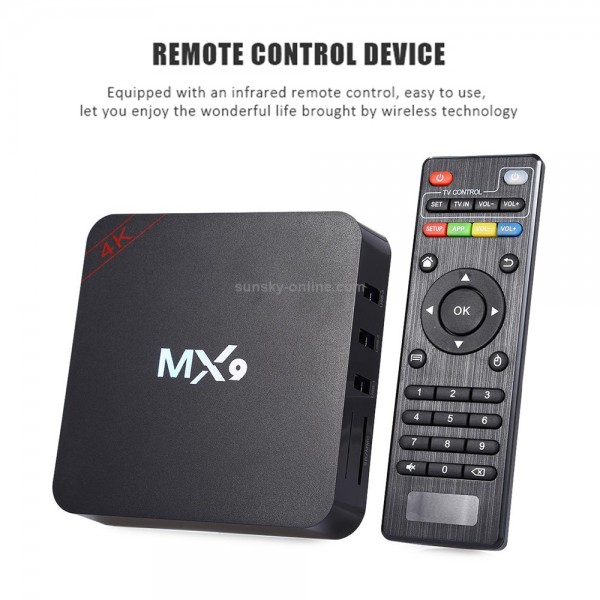 MX9 4K TV Box Android 10.0 Media Player wtih Remote Control, Rockchip RK3229 Quad Core ARM Cortex-A7,  2GB+16GB, 5G WiFi / Ethernet / TF / USB