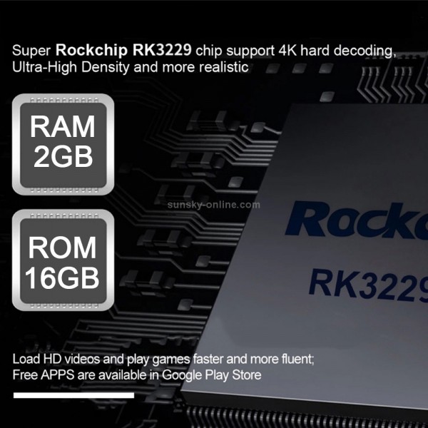 MX9 4K TV Box Android 10.0 Media Player wtih Remote Control, Rockchip RK3229 Quad Core ARM Cortex-A7,  2GB+16GB, 5G WiFi / Ethernet / TF / USB