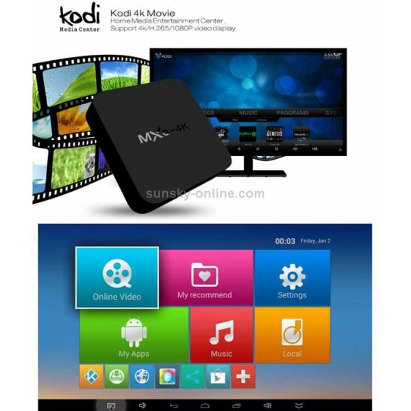 MXQ 4K TV Box Android 10.0 Media Player with Remote Control, Allwinner H3 Quad Cortex-A7, 1GB+8GB, Dual-Band / Ethernet / TF / USB