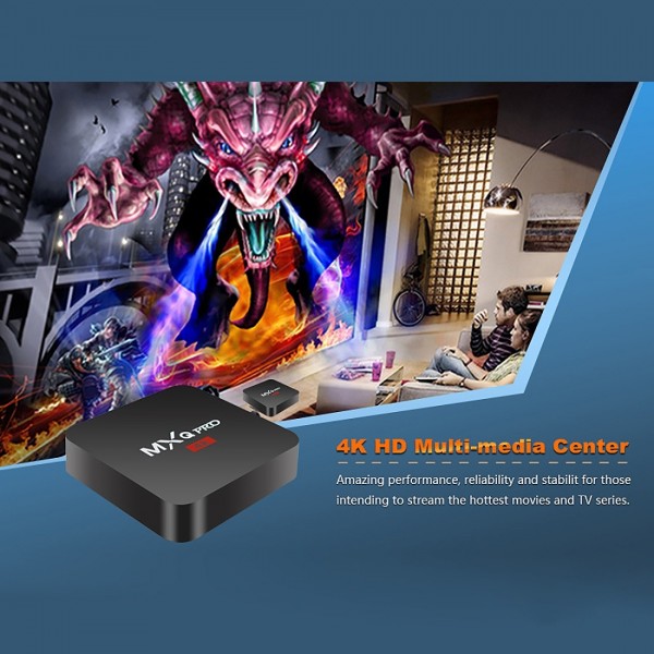 MXQ PROi 1080P 4K HD Smart TV BOX with Remote Controller, Android 7.1 S905W Quad Core Cortex-A53 Up to 2GHz, RAM: 1GB, ROM: 8GB, Support WiFi, EU Plug